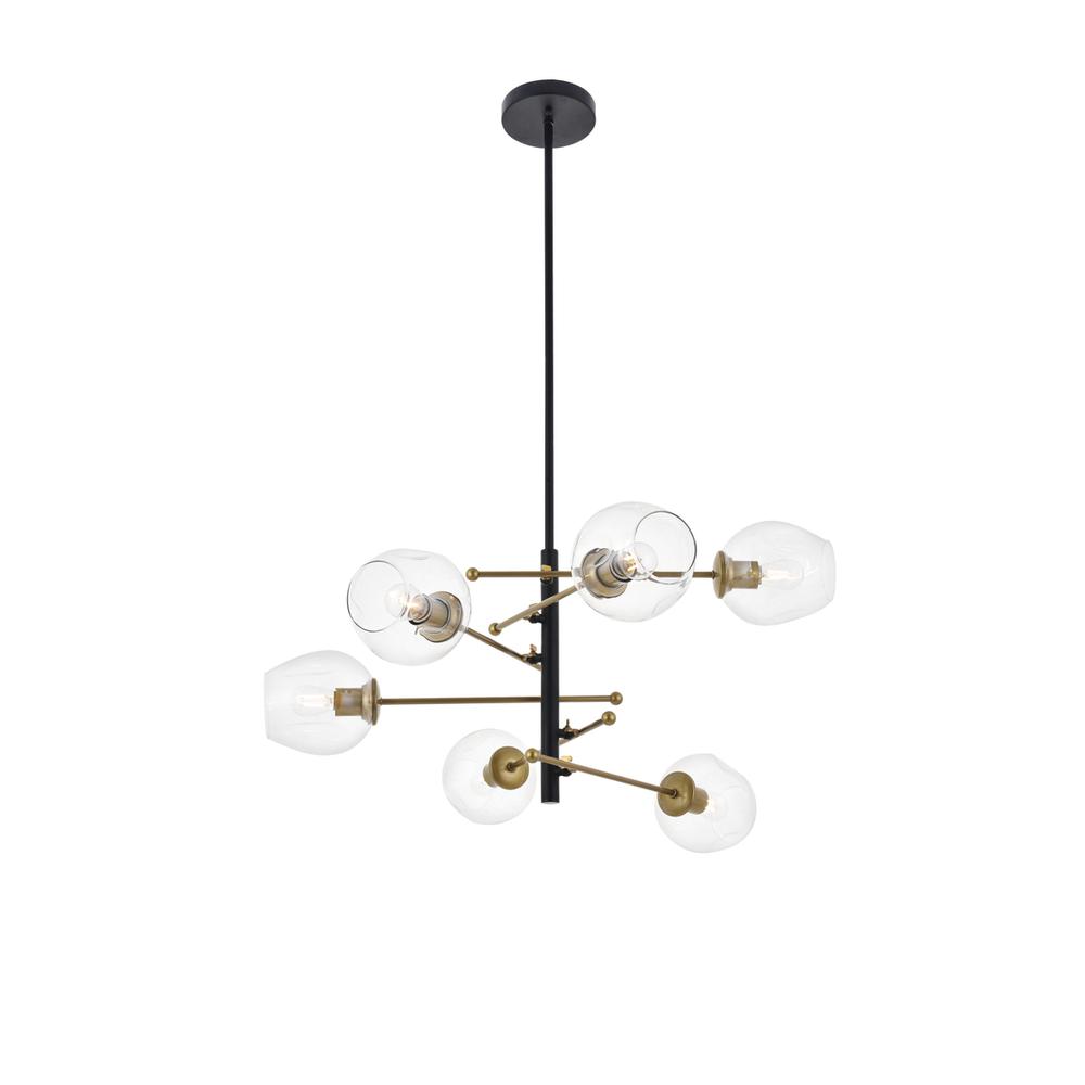 Paragon 6 light Matte Black and Brass Pendant. Picture 6