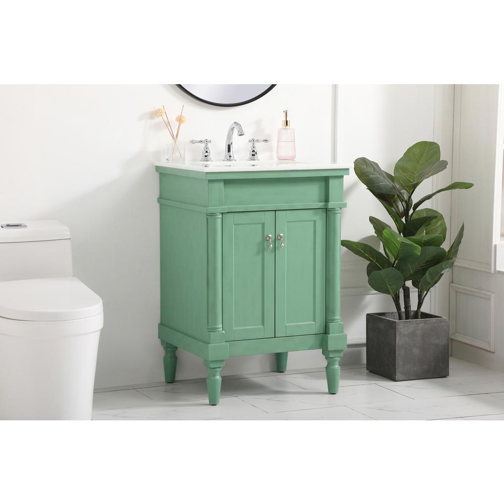 24 inch Single Bathroom vanity in vintage mint. Picture 2