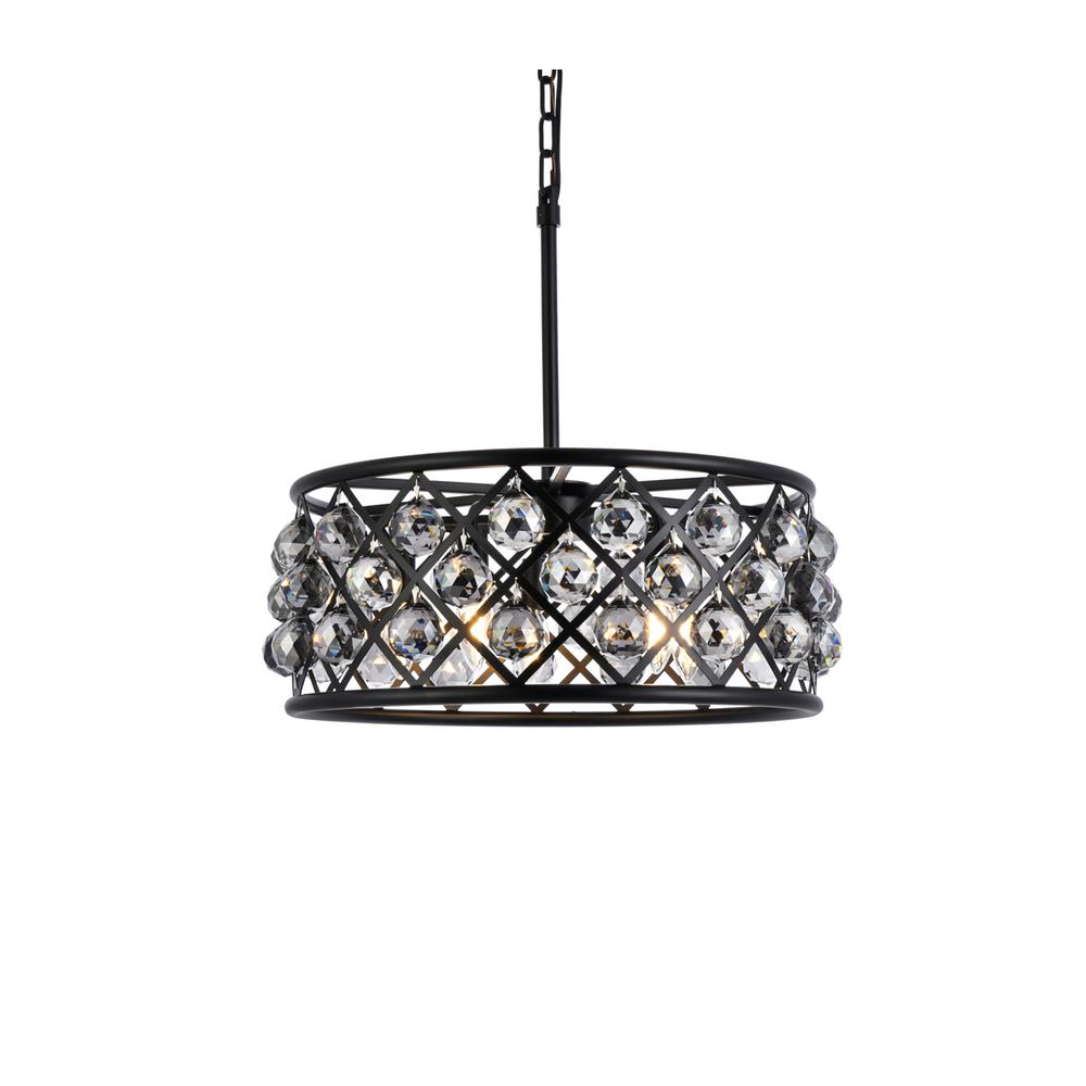 Madison 5 light Matte Black Chandelier Silver Shade (Grey) Royal Cut Crystal. Picture 2