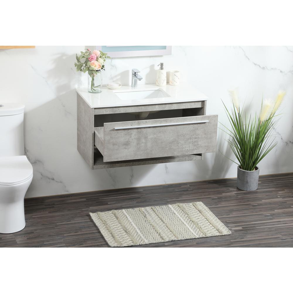 36 inch Single bathroom vanity in concrete grey. Picture 3