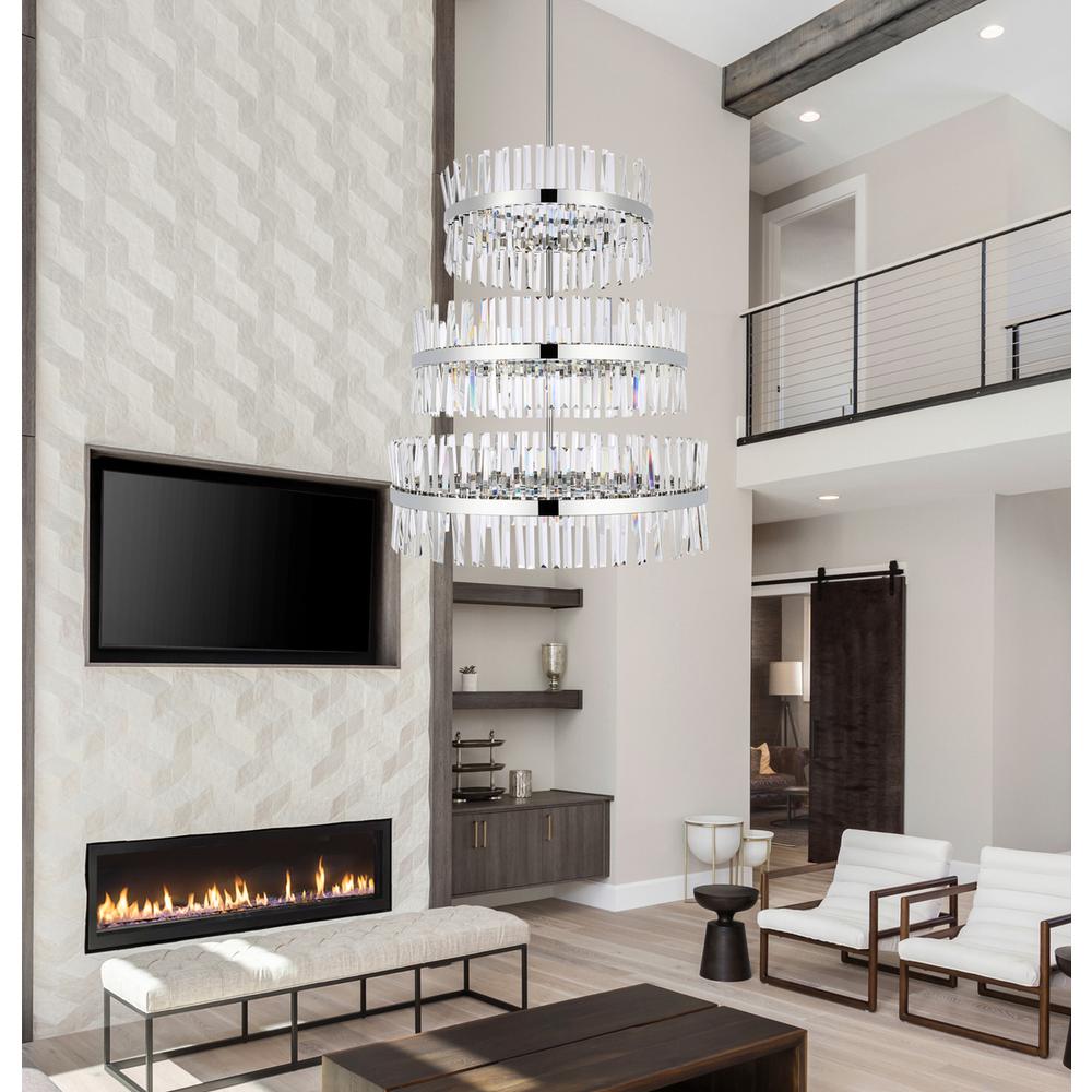 Serephina 36 inch 3 tiers crystal round chandelier light in chrome. Picture 7