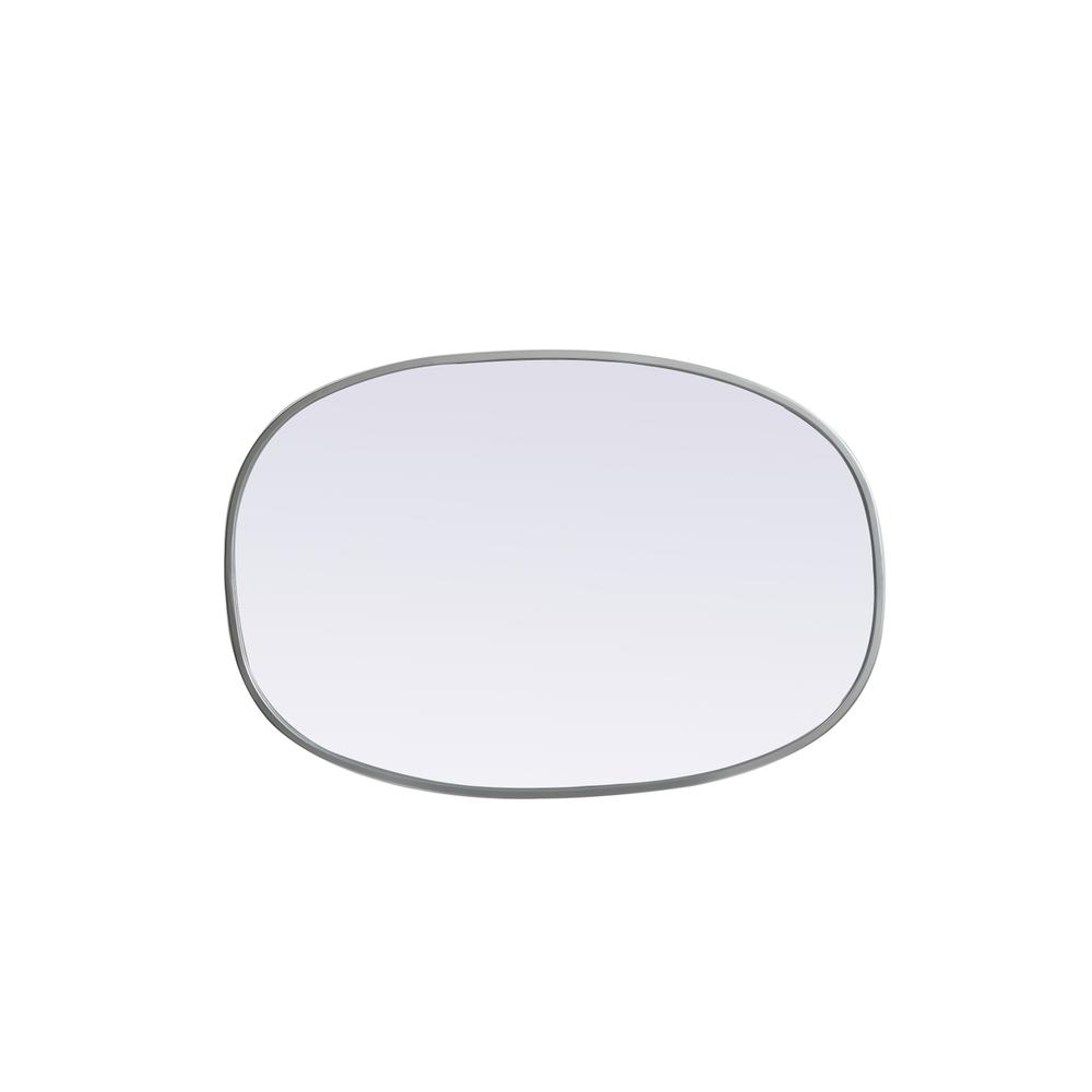 Metal Frame Oval Mirror 20x30 Inch in Silver. Picture 8