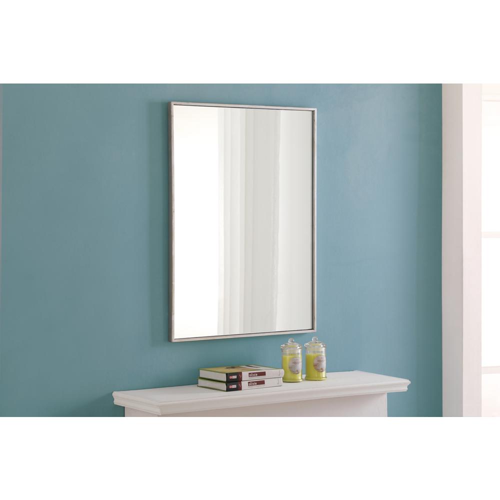 Metal frame Rectangle Mirror 24 inch Silver. Picture 3