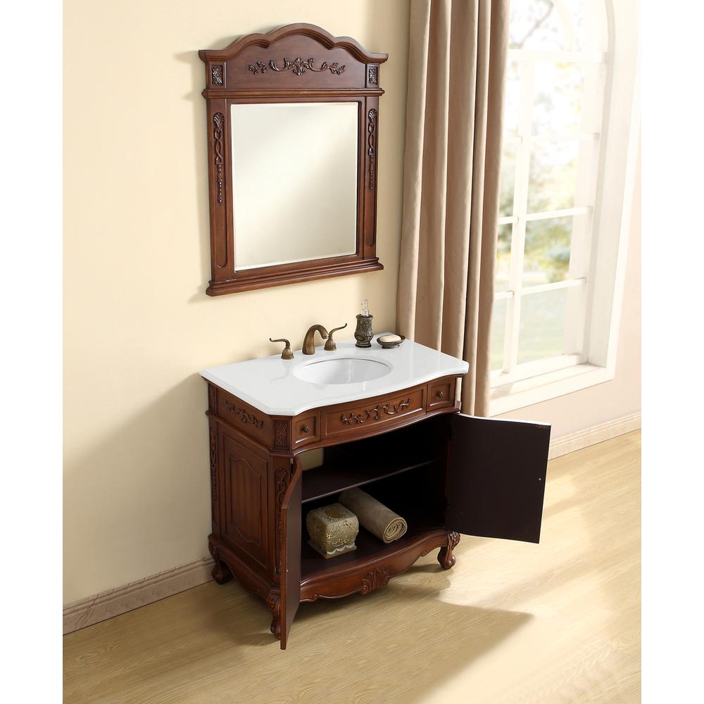 36 inch Single Bathroom vanity in Brown with ivory white engineered marble. Picture 12