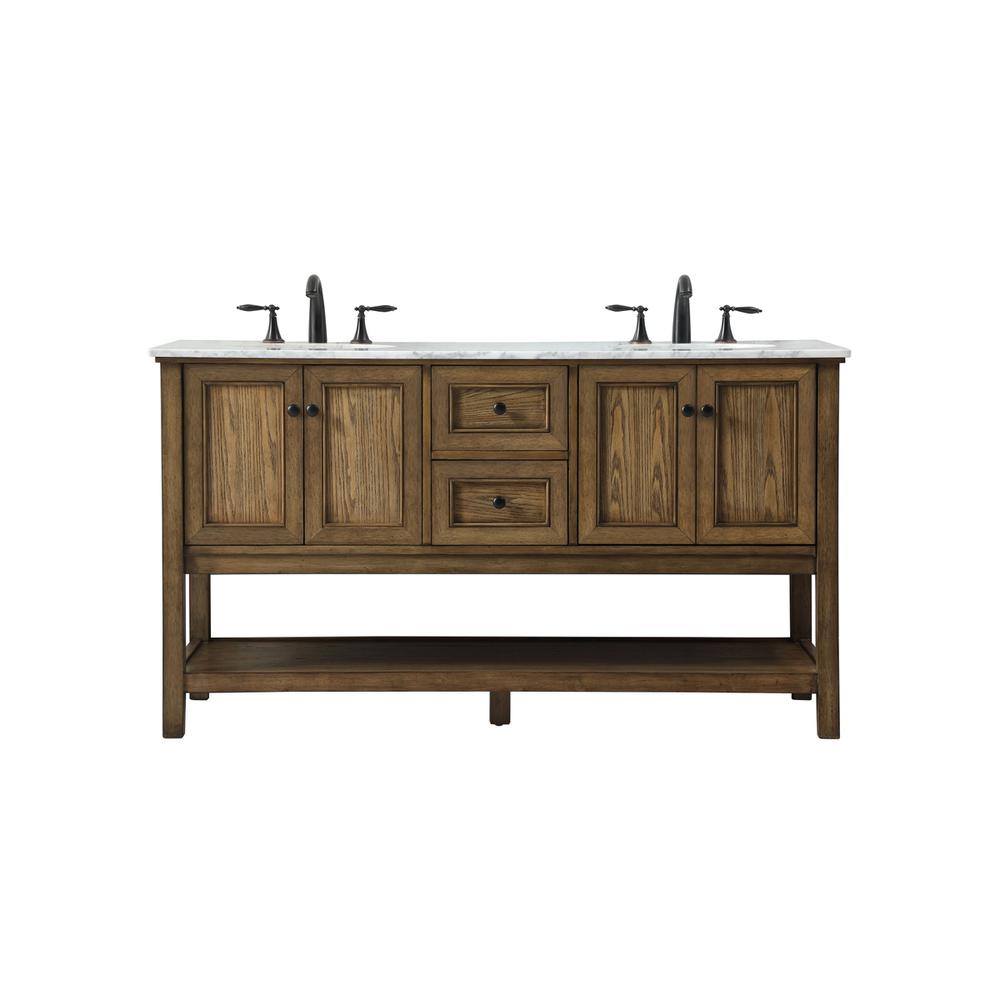 60 inch double bathroom vanity in driftwood. Picture 1