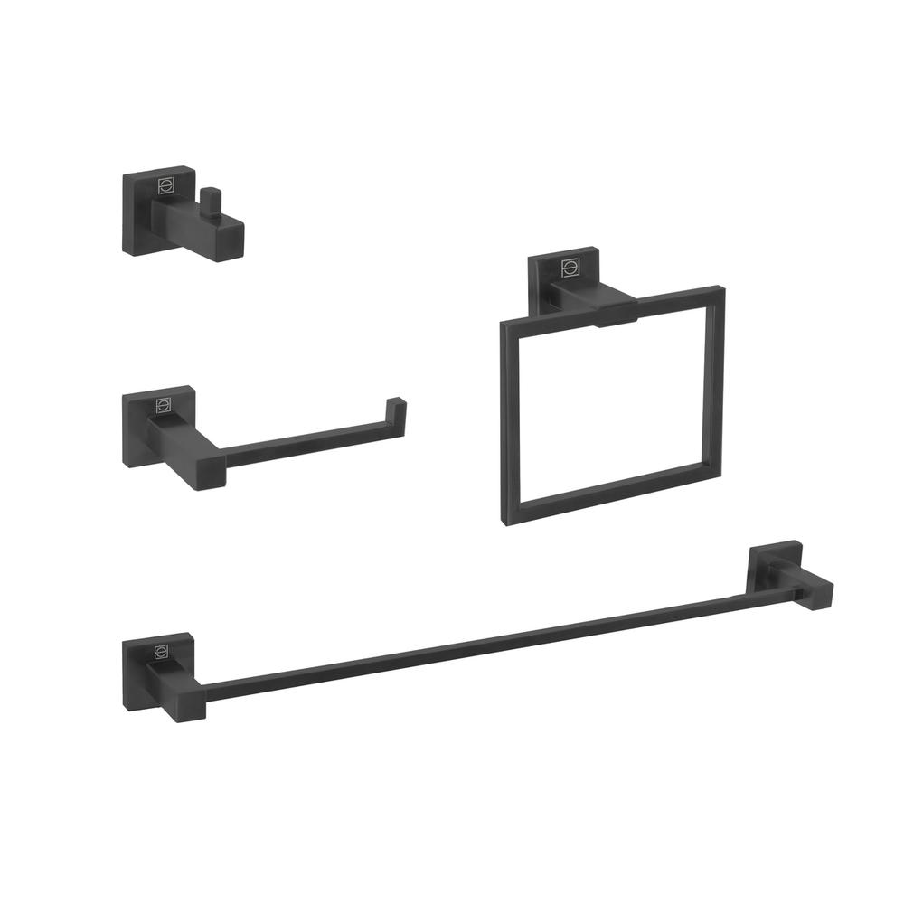 Isla 4-Piece Bathroom Hardware Set in Matte Black. Picture 1