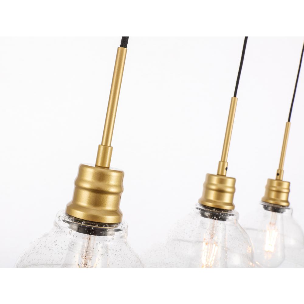 Clive 3 light Brass and Clear seeded glass pendant. Picture 10