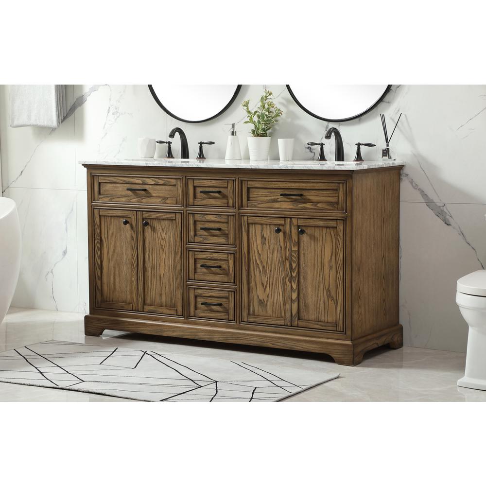 60 inch double bathroom vanity in driftwood. Picture 2