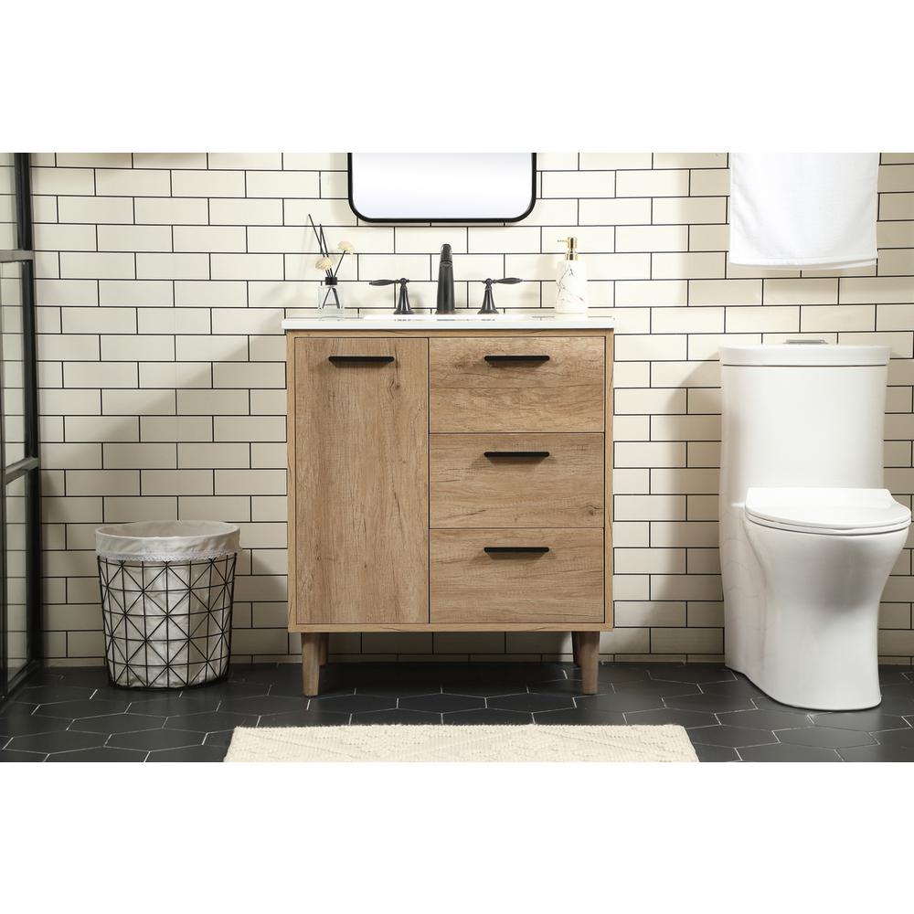30 inch Single bathroom vanity in natural oak. Picture 14
