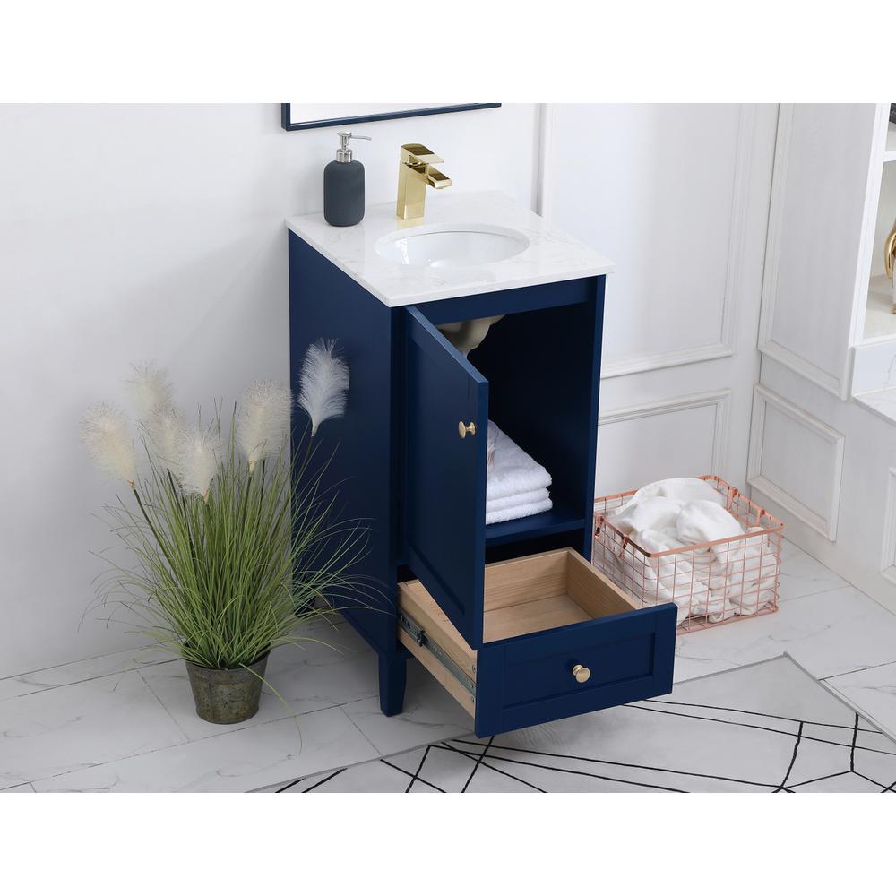 18 inch Single Bathroom Vanity in Blue. Picture 3