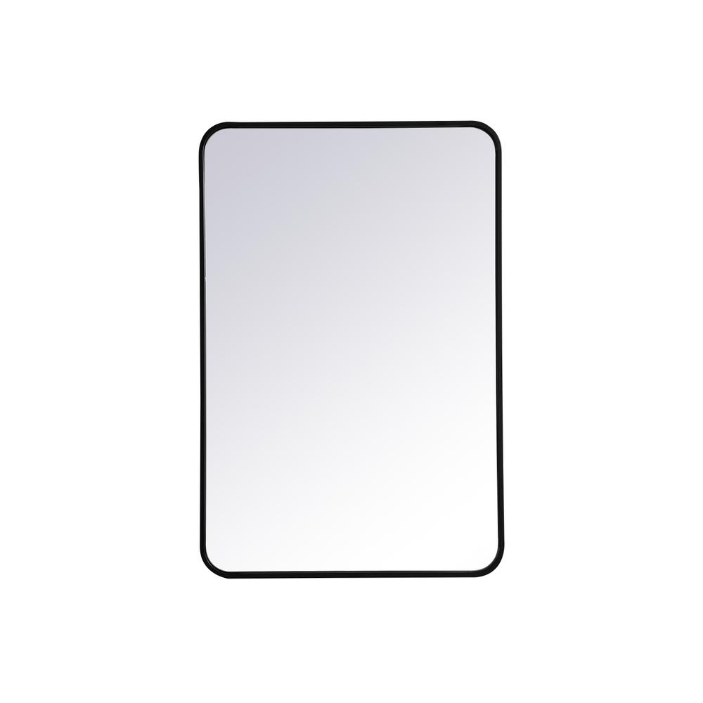 Soft corner metal rectangular mirror 24x36 inch in Black. Picture 6