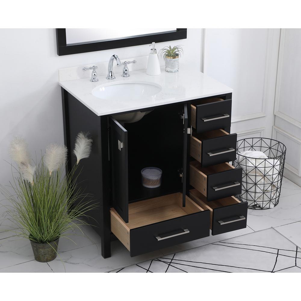 32 inch Single Bathroom Vanity in Black with Backsplash. Picture 3