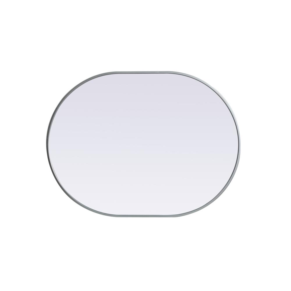 Metal Frame Oval Mirror 30x40 Inch in Silver. Picture 8