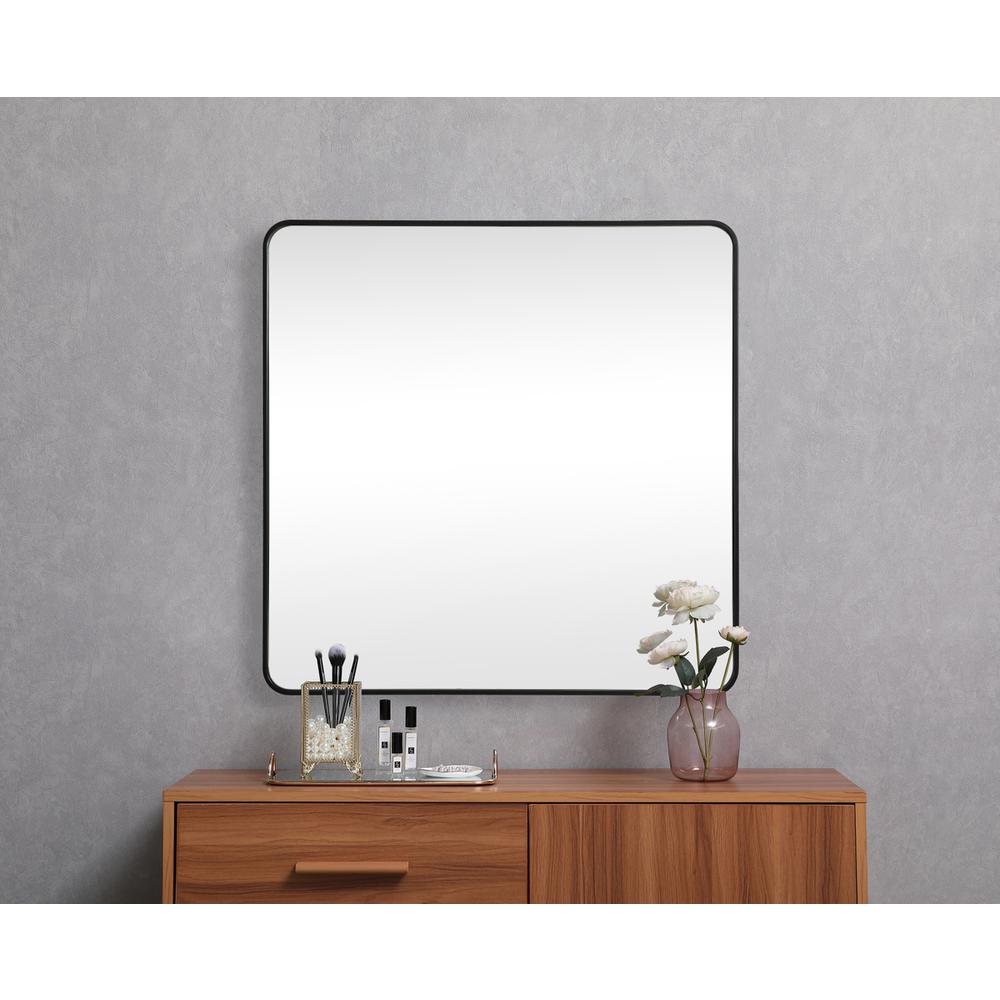 Soft corner metal square mirror 42x42 inch in Black. Picture 3