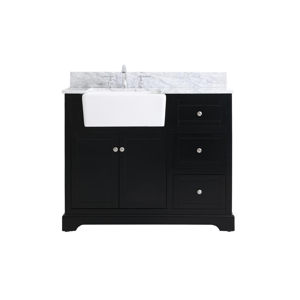 42 inch Single bathroom vanity in black with backsplash. Picture 1