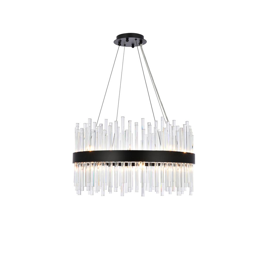 Dallas 25 inch round crystal pendant in black. Picture 1