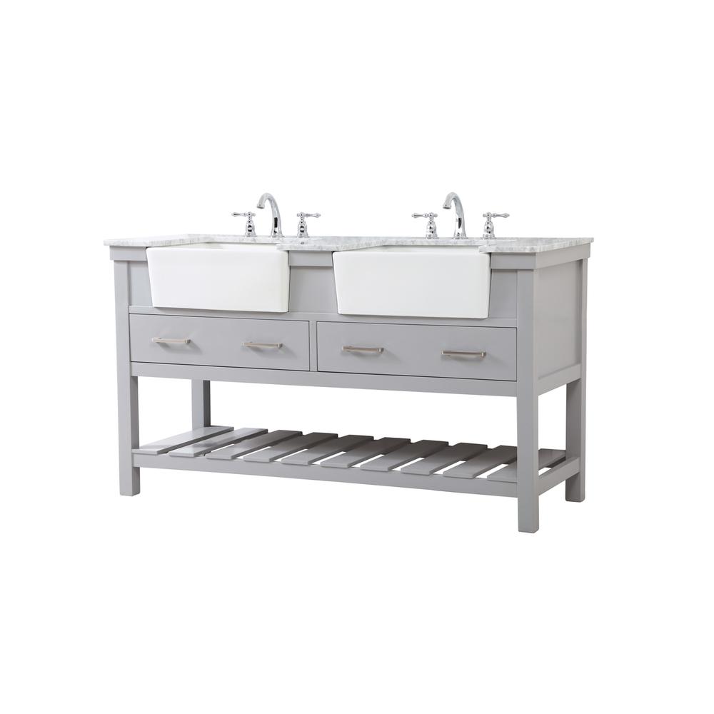 60 inch double bathroom vanity in grey. Picture 7