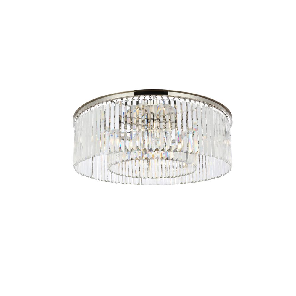 Sydney 10 light polished nickel Flush Mount Clear Royal Cut Crystal. Picture 2