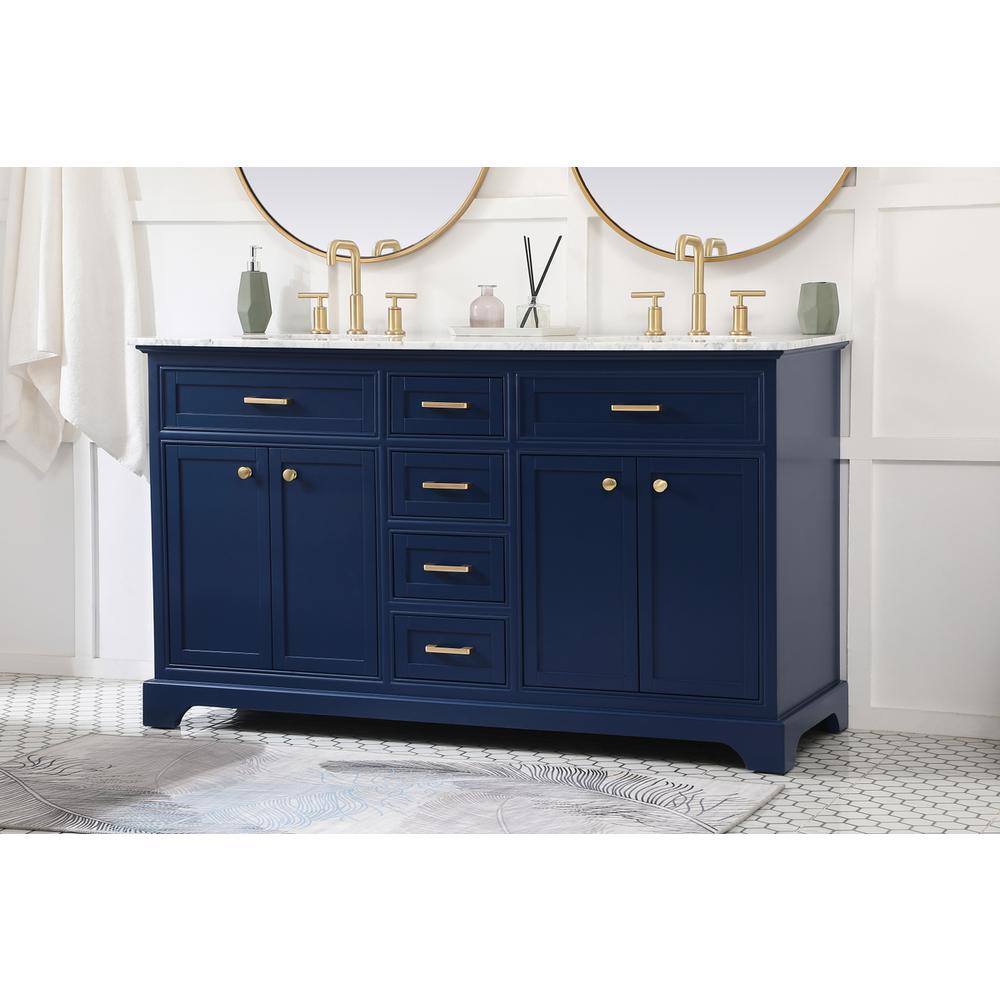 60 inch Single bathroom vanity in Blue. Picture 2