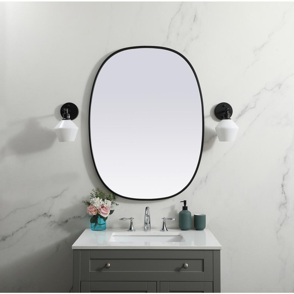 Metal Frame Oval Mirror 30x40 Inch in Black. Picture 11