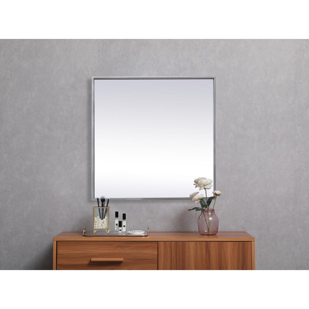 Metal Frame Square Mirror 24 inch in Silver. Picture 3