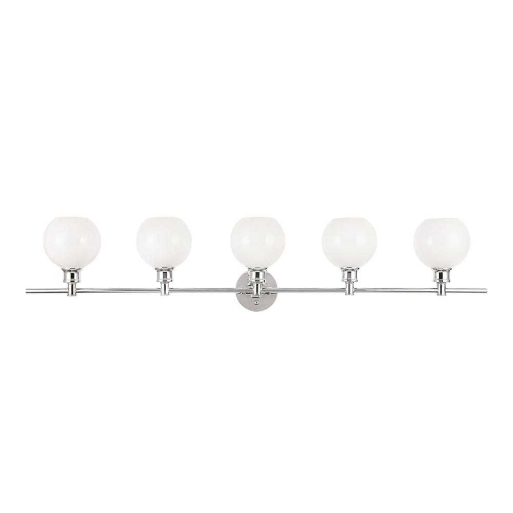 Collier 5 light Chrome and Frosted white glass Wall sconce. Picture 2