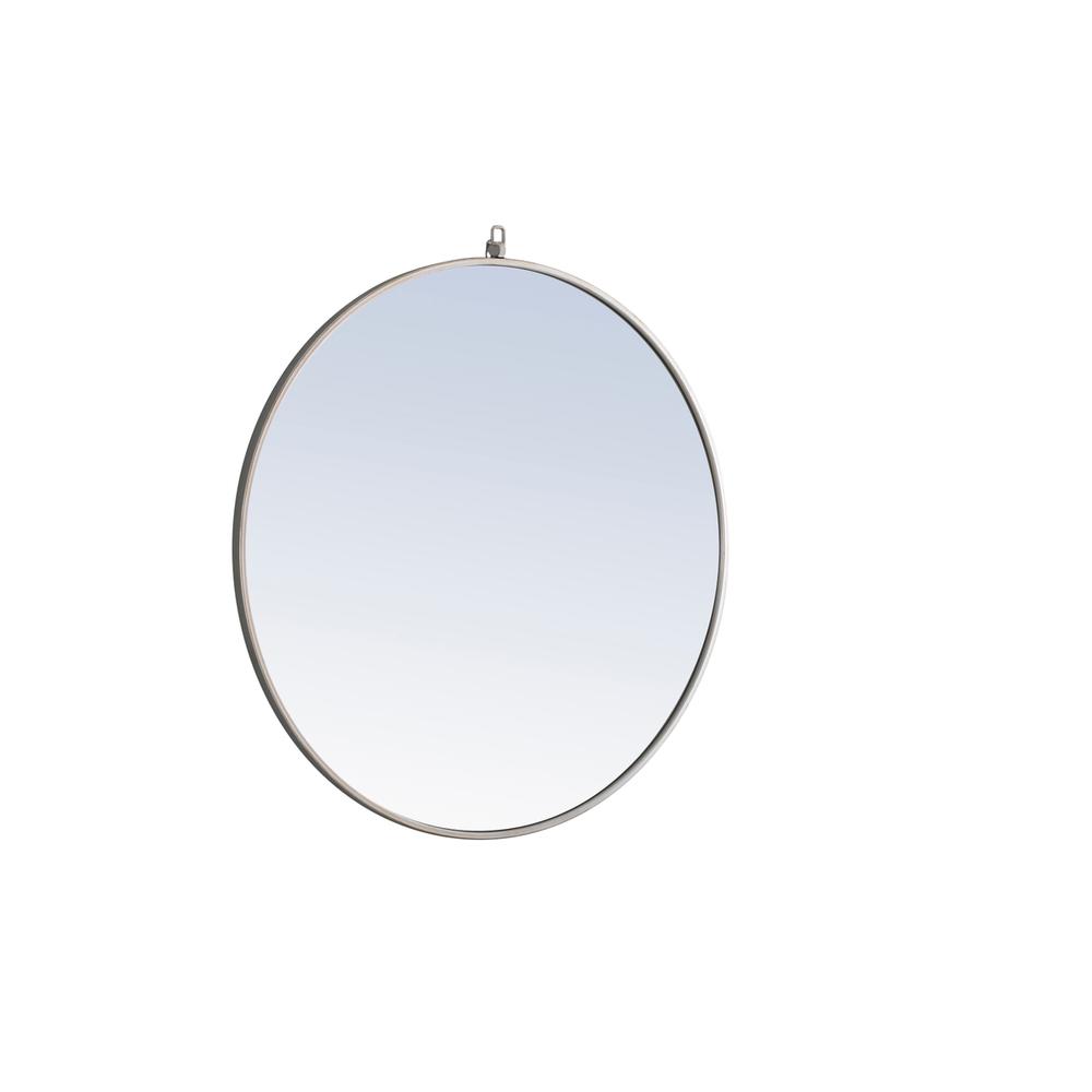 Metal frame Round Mirror with decorative hook 32 inch Silver finish. Picture 4