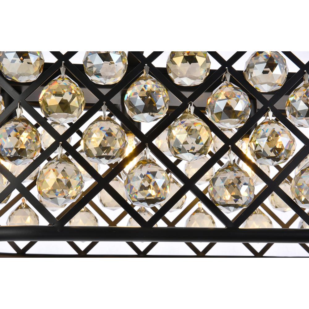 Madison 6 light Matte Black Chandelier Golden Teak (Smoky) Royal Cut Crystal. Picture 3