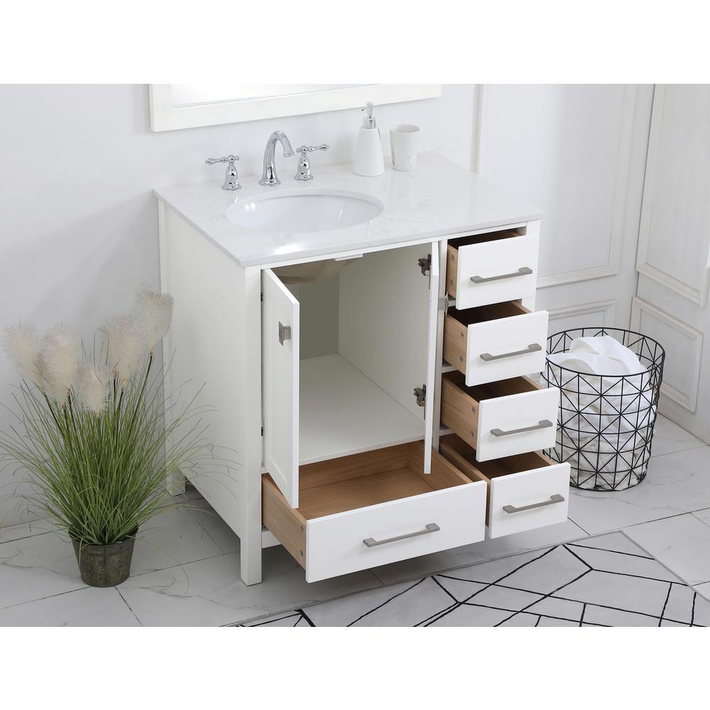32 inch Single Bathroom Vanity in White. Picture 3