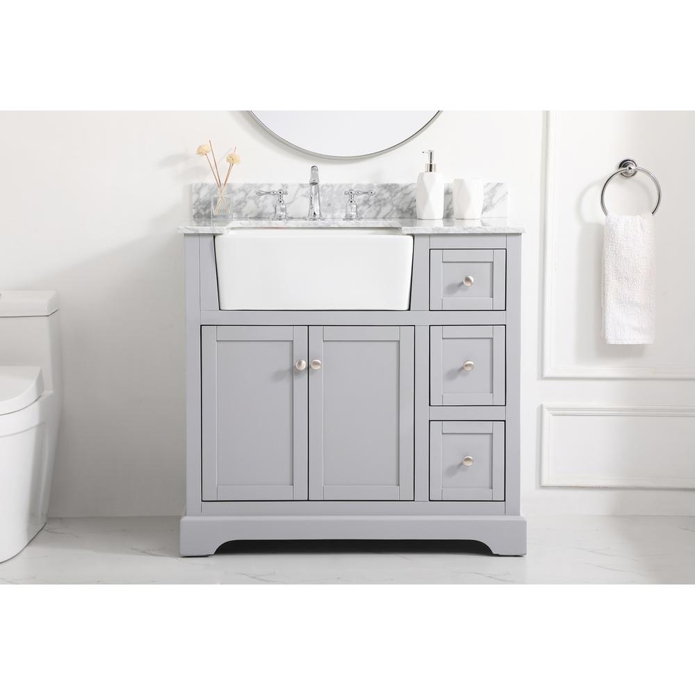 36 inch Single bathroom vanity in grey with backsplash. Picture 14