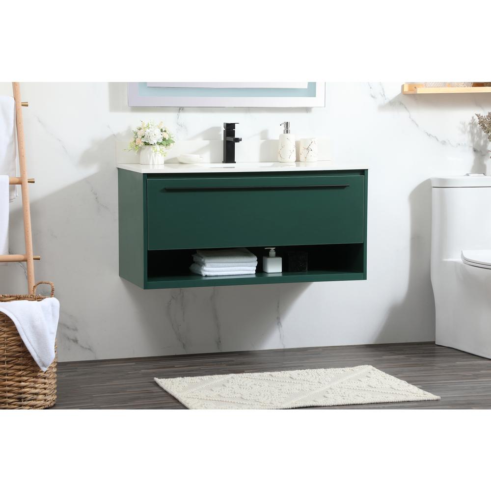 40 inch Single bathroom vanity in green with backsplash. Picture 2