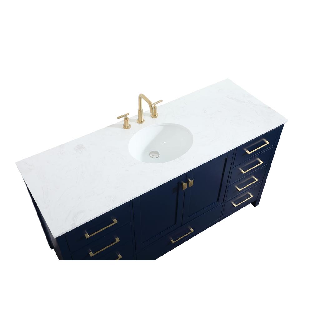 60 inch Single bathroom vanity in blue. Picture 10