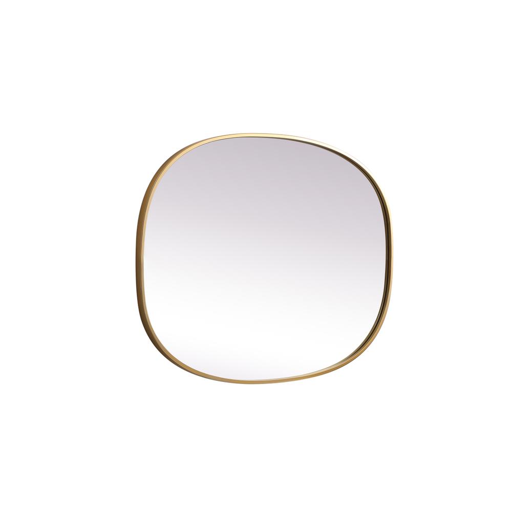 Metal Frame Oval Mirror 27x36 Inch in Brass. Picture 9