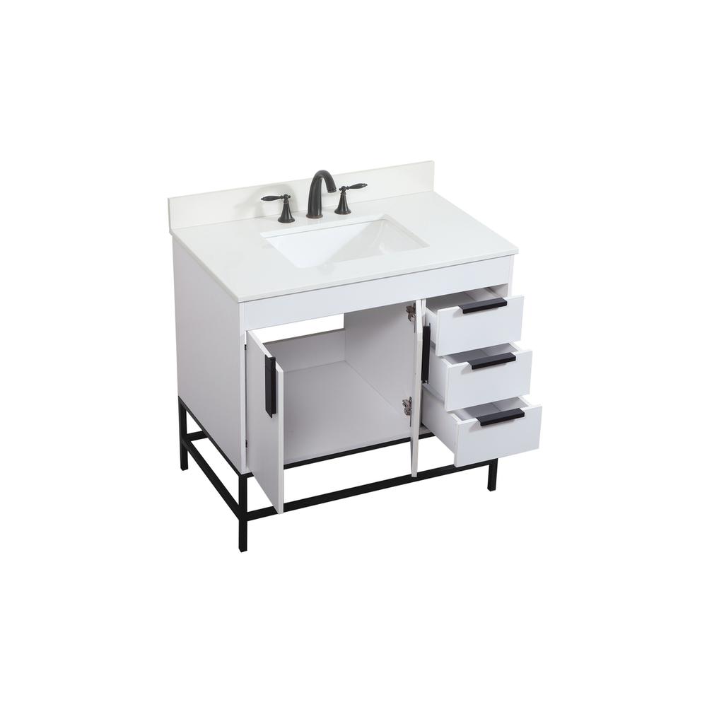 36 inch Single bathroom vanity in white with backsplash. Picture 9