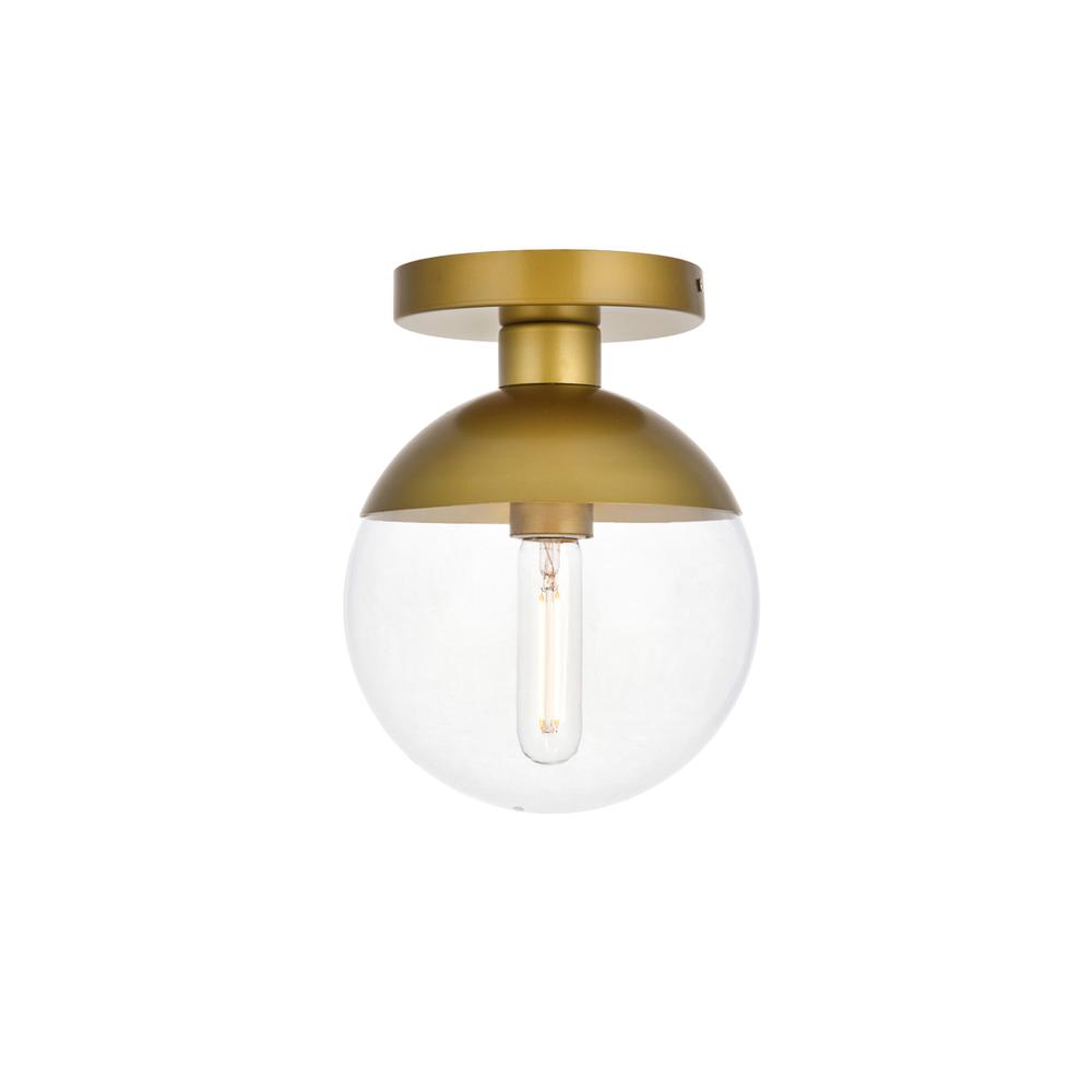 Eclipse 1 Light Brass Flush Mount With Clear Glass. Picture 1