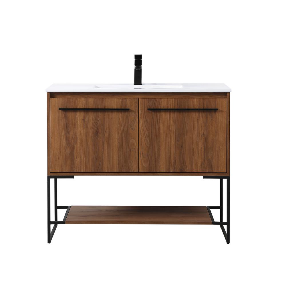40 inch  Single Bathroom Vanity in Walnut Brown. Picture 1