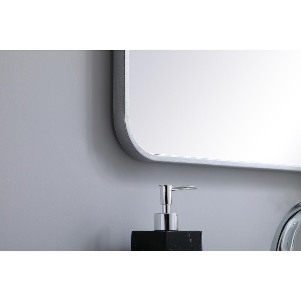 Soft corner metal rectangular mirror 22x36 inch in Silver. Picture 4
