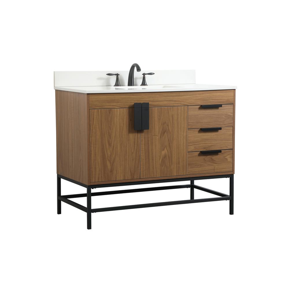 42 inch Single bathroom vanity in walnut brown with backsplash. Picture 7