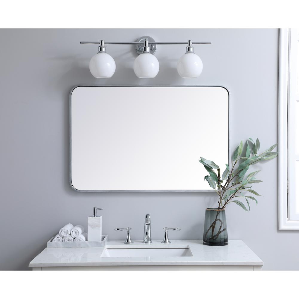Soft corner metal rectangular mirror 24x36 inch in Silver. Picture 9