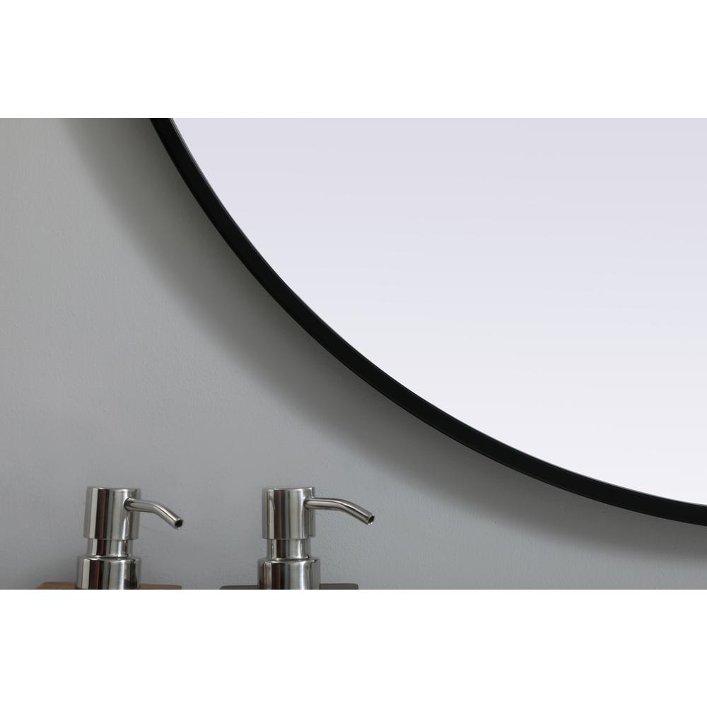 Metal Frame Oval Mirror 30x40 Inch in Black. Picture 5