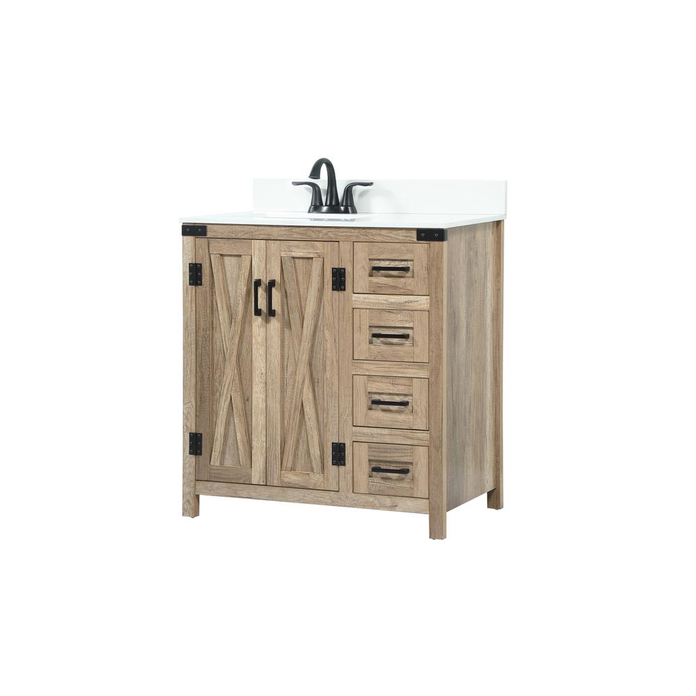 32 inch Single bathroom vanity in natural oak with backsplash. Picture 7