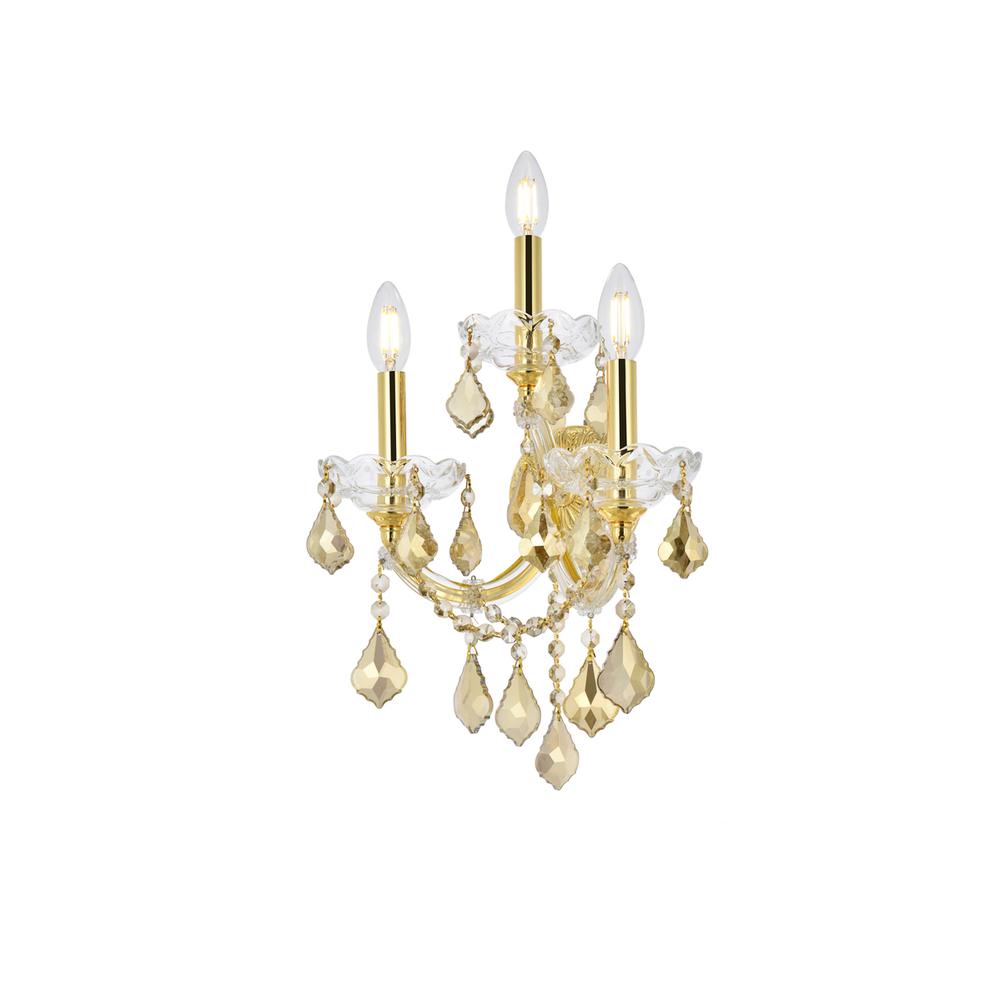 Maria Theresa 3 light Gold Wall Sconce Golden Teak (Smoky) Royal Cut Crystal. Picture 2