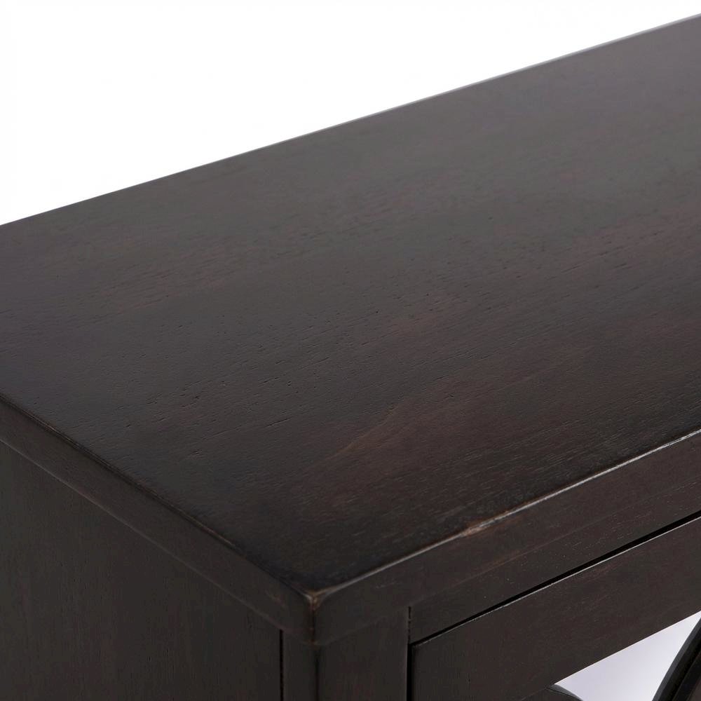 Dark Walnut 60-Inch Mirrored Credenza with Modern Design and Storage. Picture 5