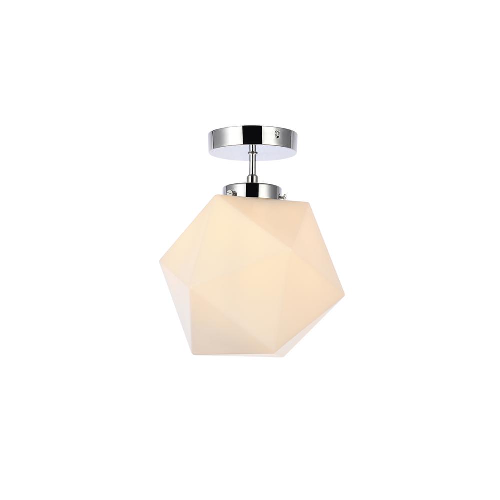 Lawrence 1 light chrome and white glass flush mount. Picture 1