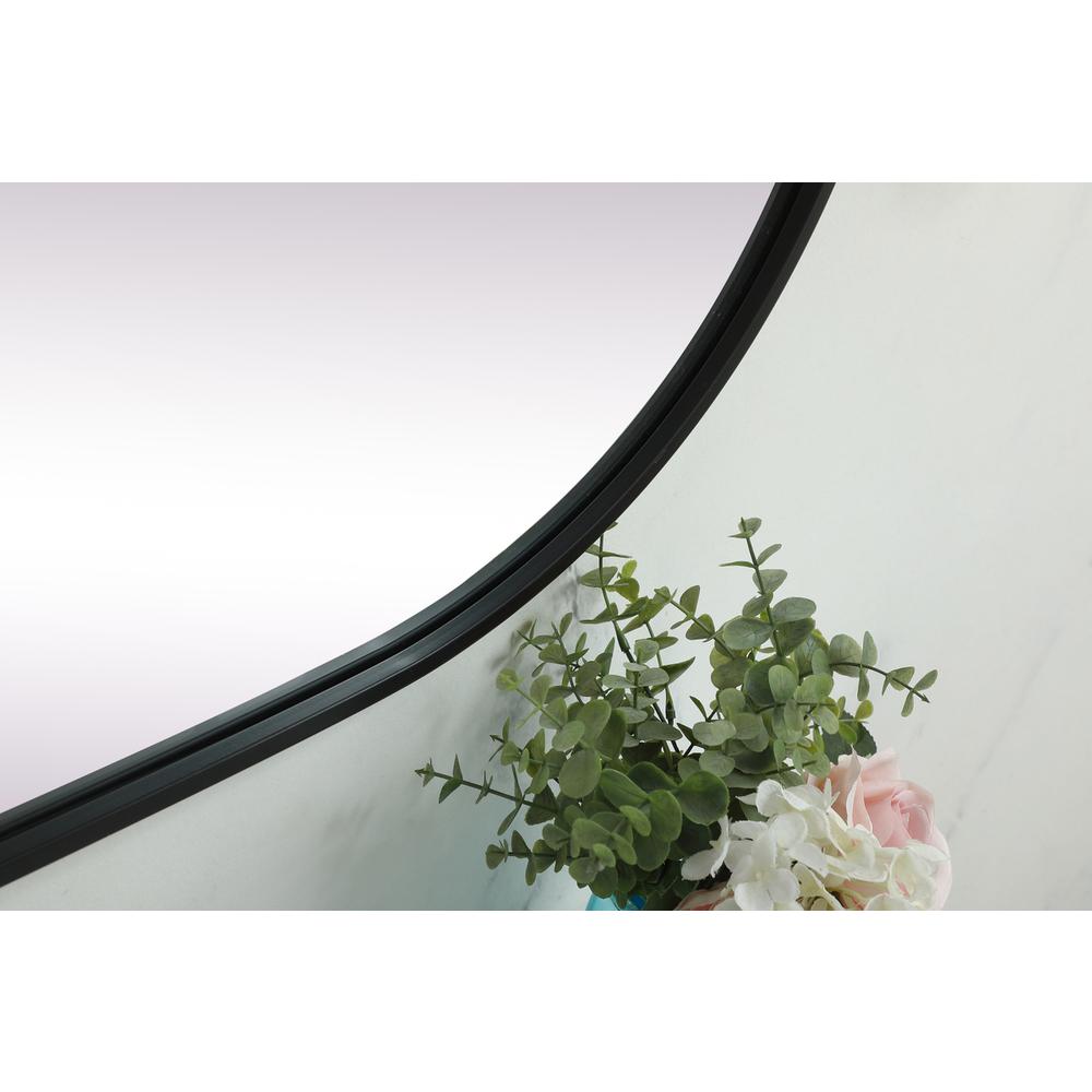 Metal Frame Oval Mirror 24x48 Inch in Black. Picture 6