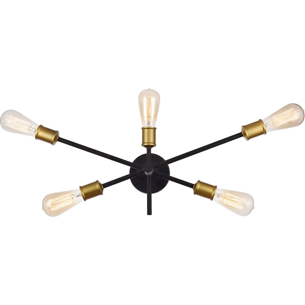 Axel Collection Wall Sconce D24.7 H9.9 Lt:5 Black and Brass Finish. Picture 1