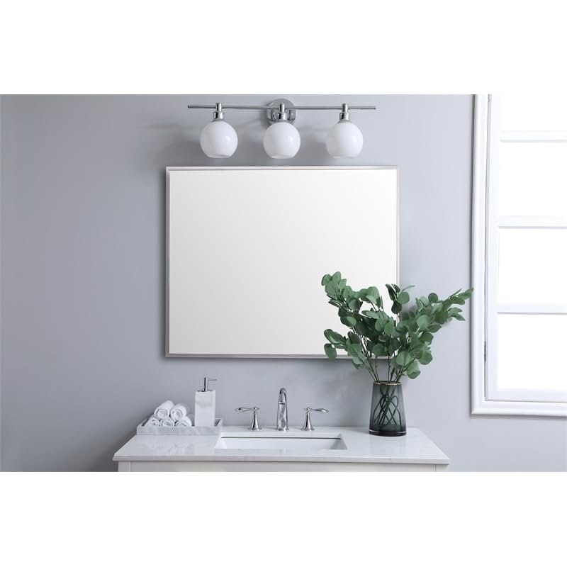 Aluminum Frame Square Mirror 30x36 In Silver. Picture 2