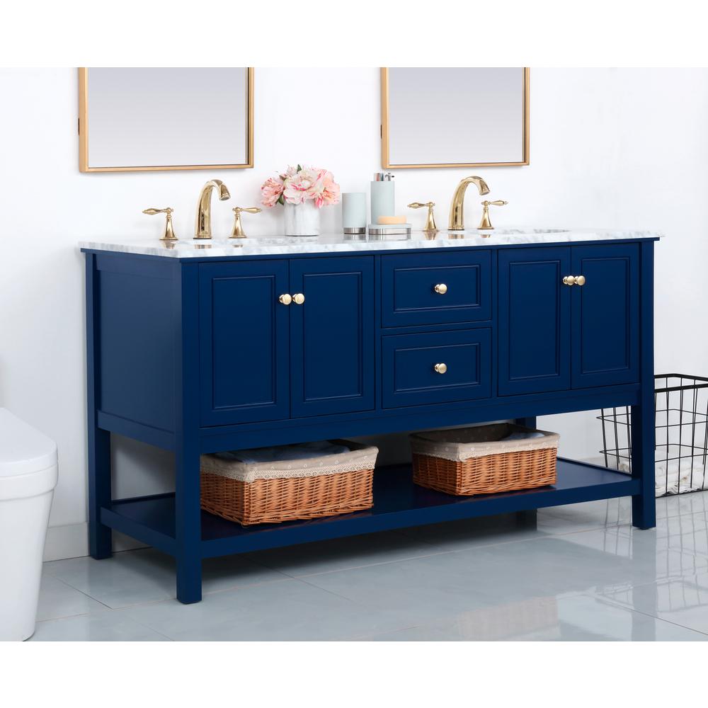60 inch Single bathroom vanity in Blue. Picture 3
