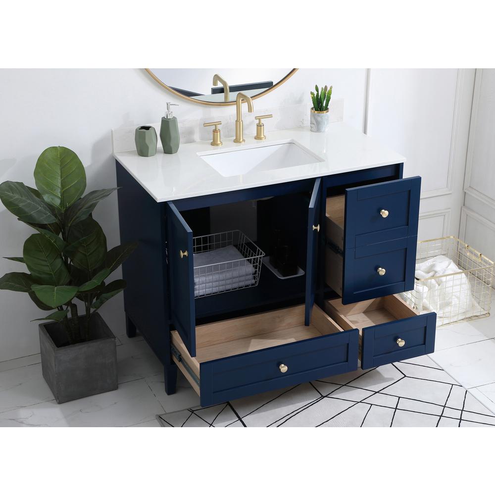 42 inch Single Bathroom Vanity in Blue with Backsplash. Picture 3