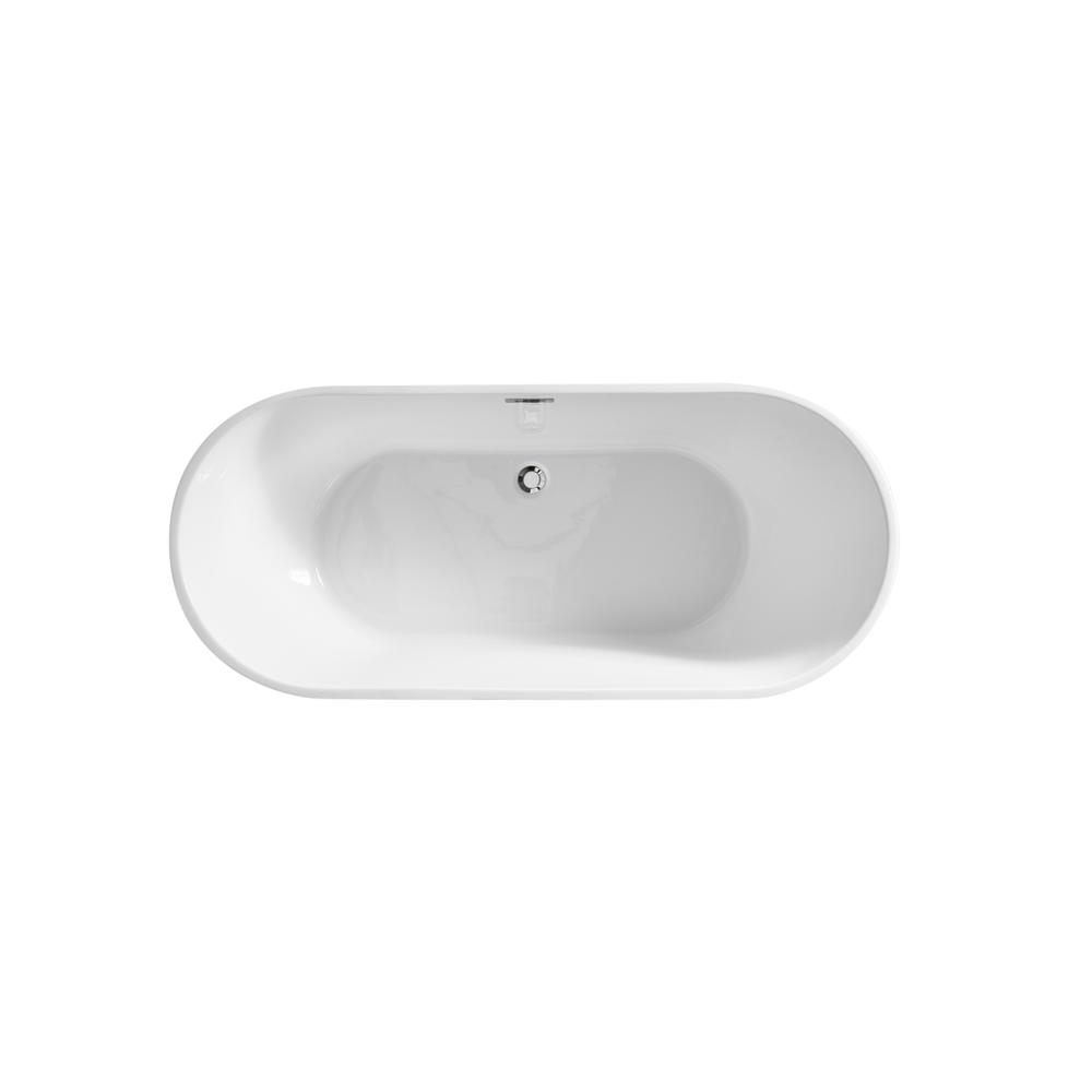 65 inch soaking roll top bathtub in glossy white. Picture 9